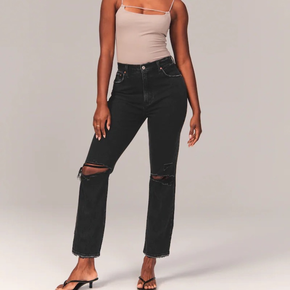 Abercrombie & Fitch Curve Love Ultra High Rise Ankle Straight Jeans